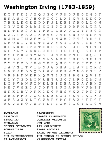 Washington Irving (1783-1859) Word Search