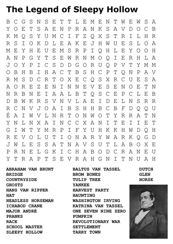 The Legend of Sleepy Hollow Word Search