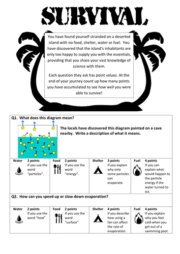 Evaporation and Condensation - Differentiated  "Survival" Activity