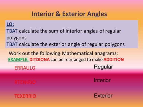 Polygons (Interior and Exterior) angles