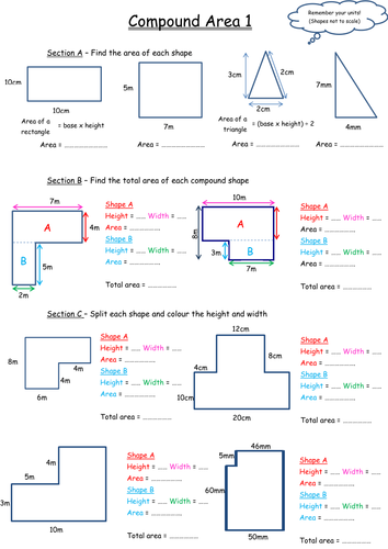 Compound area worksheet (scaffolded)