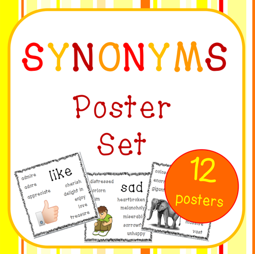 Synonym posters and table top word list