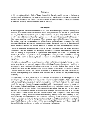 CIE IGCSE English Language 9-1 Practice Paper - David Copperfield for questions a-f