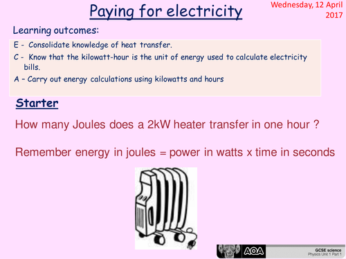 Paying for Electricity - GCSE Physics lesson