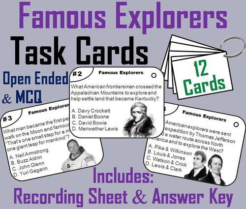 Famous Explorers Task Cards