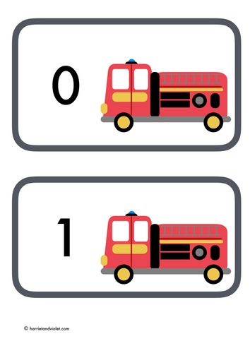 Firetruck / Fire Engine number line 0-10