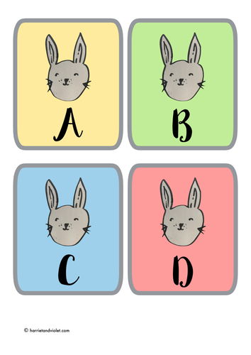 Capital letter flashcards - A-Z Easter Rabbit themed