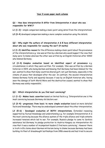 9-1 History exam paper