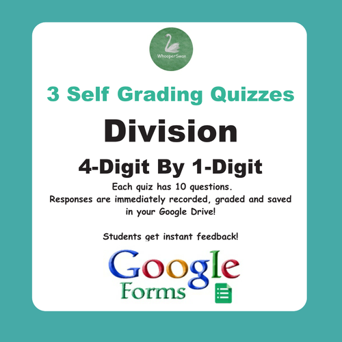 Division Quiz - 4-Digit By 1-Digit (Google Forms)