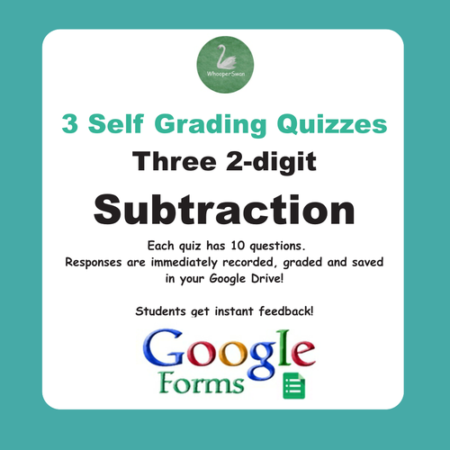 Subtraction Quiz - Three 2-Digit Numbers (Google Forms)