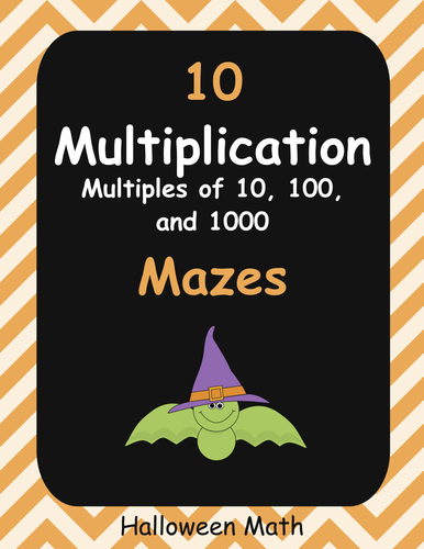 Halloween Math: Multiplication Maze (Multiples of 10, 100, and 1000)