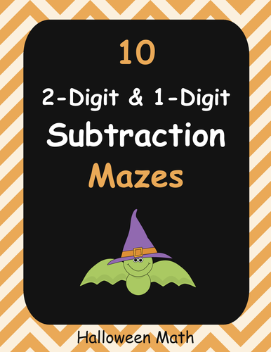 Halloween Math: 2-Digit and 1-Digit Subtraction Maze