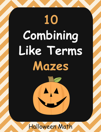 Halloween Math: Combining Like Terms Maze