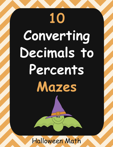 Halloween Math: Converting Decimals to Percents Maze