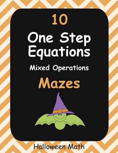 Halloween Math: One Step Equations Maze (Mixed Operations)