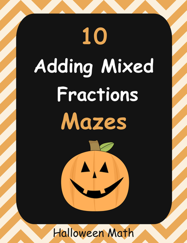 Halloween Math: Adding Mixed Fractions Maze