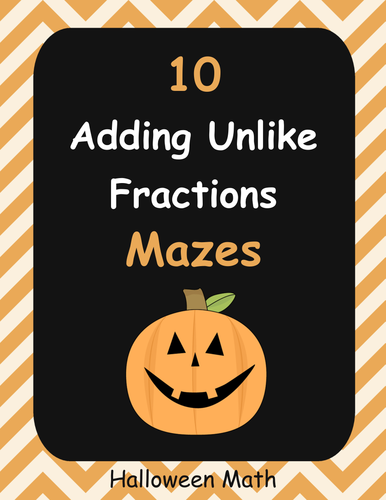 Halloween Math: Adding Unlike Fractions Maze