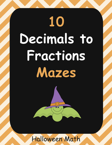 Halloween Math: Decimals to Fractions Maze