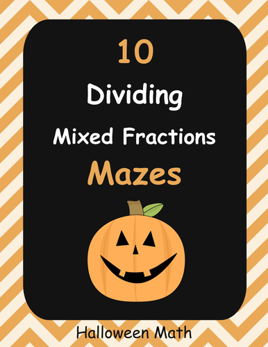 Halloween Math: Dividing Mixed Fractions Maze