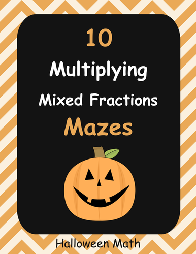 Halloween Math: Multiplying Mixed Fractions Maze