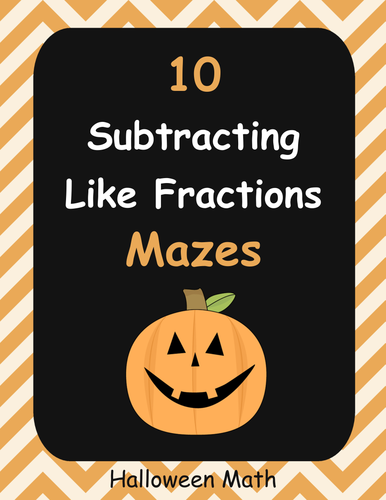 Halloween Math: Subtracting Like Fractions Maze
