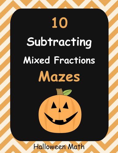 Halloween Math: Subtracting Mixed Fractions Maze