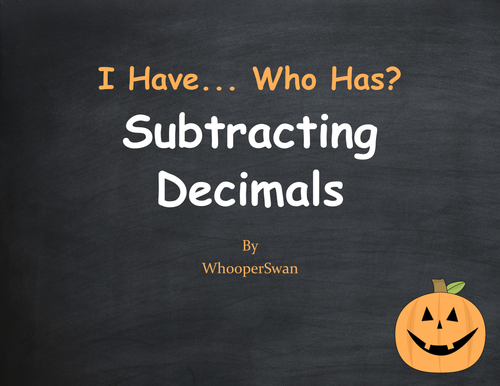 Halloween Math: I Have, Who Has - Subtracting Decimals
