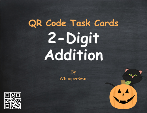 Halloween Math: 2-Digit Addition QR Code Task Cards