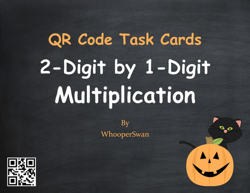 Halloween Math: 2-Digit by 1-Digit Multiplication QR Code Task Cards