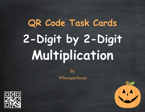 Halloween Math: 2-Digit by 2-Digit Multiplication QR Code Task Cards