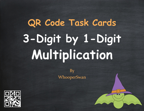 Halloween Math: 3-Digit by 1-Digit Multiplication QR Code Task Cards