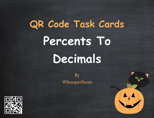 Halloween Math: Percents to Decimals QR Code Task Cards