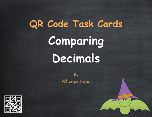 Halloween Math: Comparing Decimals QR Code Task Cards