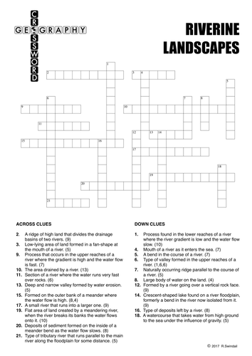 Geography Crossword Puzzle - Riverine Landscapes