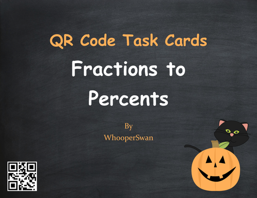 Halloween Math: Fractions to Percents QR Code Task Cards