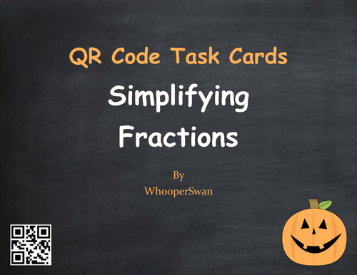 Halloween Math: Simplifying Fractions QR Code Task Cards