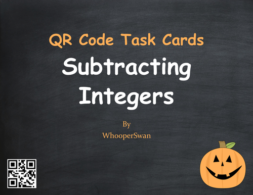 Halloween Math: Subtracting Integers QR Code Task Cards
