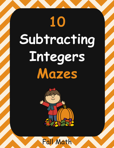 Fall Math: Subtracting Integers Maze