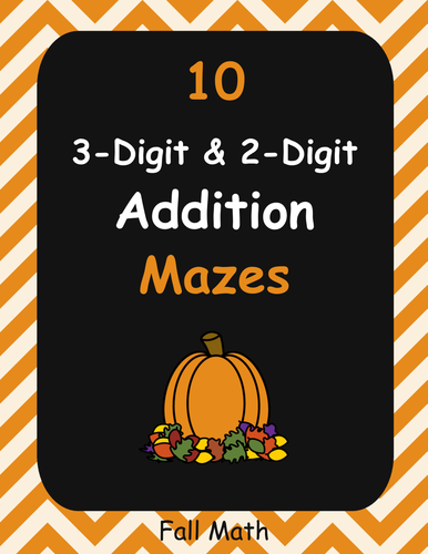 Fall Math: 3-Digit and 2-Digit Addition Maze