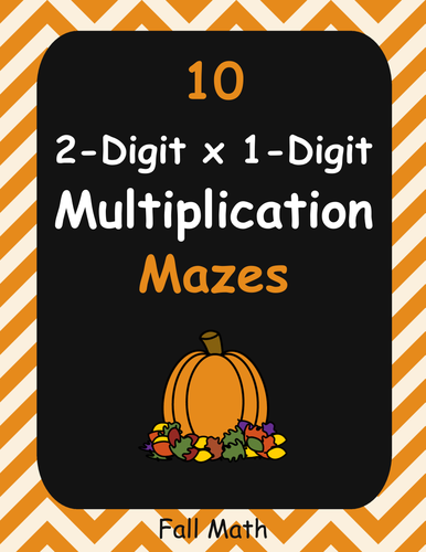 Fall Math: 2-Digit By 1-Digit Multiplication Maze