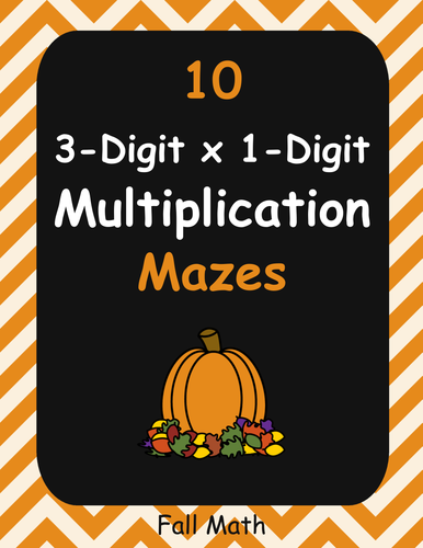 Fall Math: 3-Digit By 1-Digit Multiplication Maze