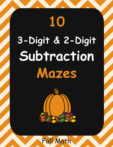 Fall Math: 3-Digit and 2-Digit Subtraction Maze