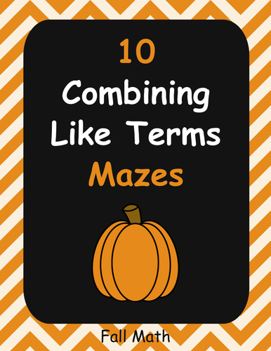 Fall Math: Combining Like Terms Maze