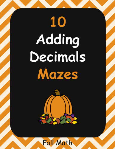 Fall Math: Adding Decimals Maze