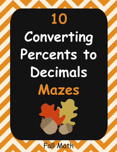 Fall Math: Converting Percents to Decimals Maze