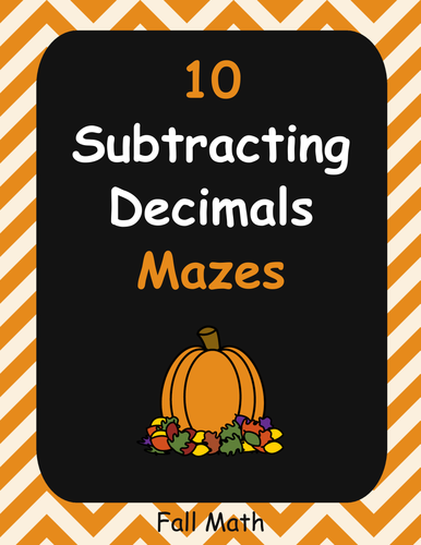 Fall Math: Subtracting Decimals Maze