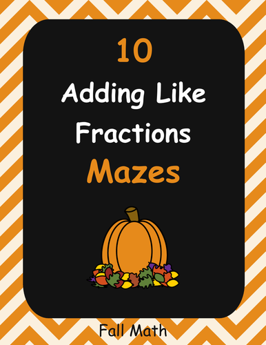 Fall Math: Adding Like Fractions Maze