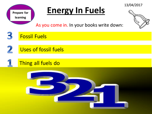 Energy 3 - Energy in Fuels lesson