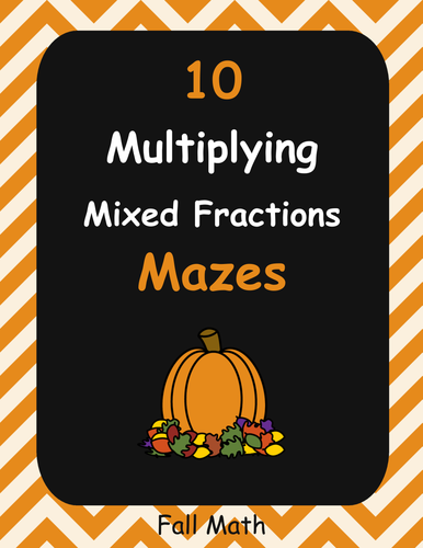 Fall Math: Multiplying Mixed Fractions Maze