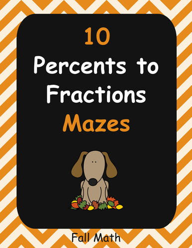 Fall Math: Percents to Fractions Maze